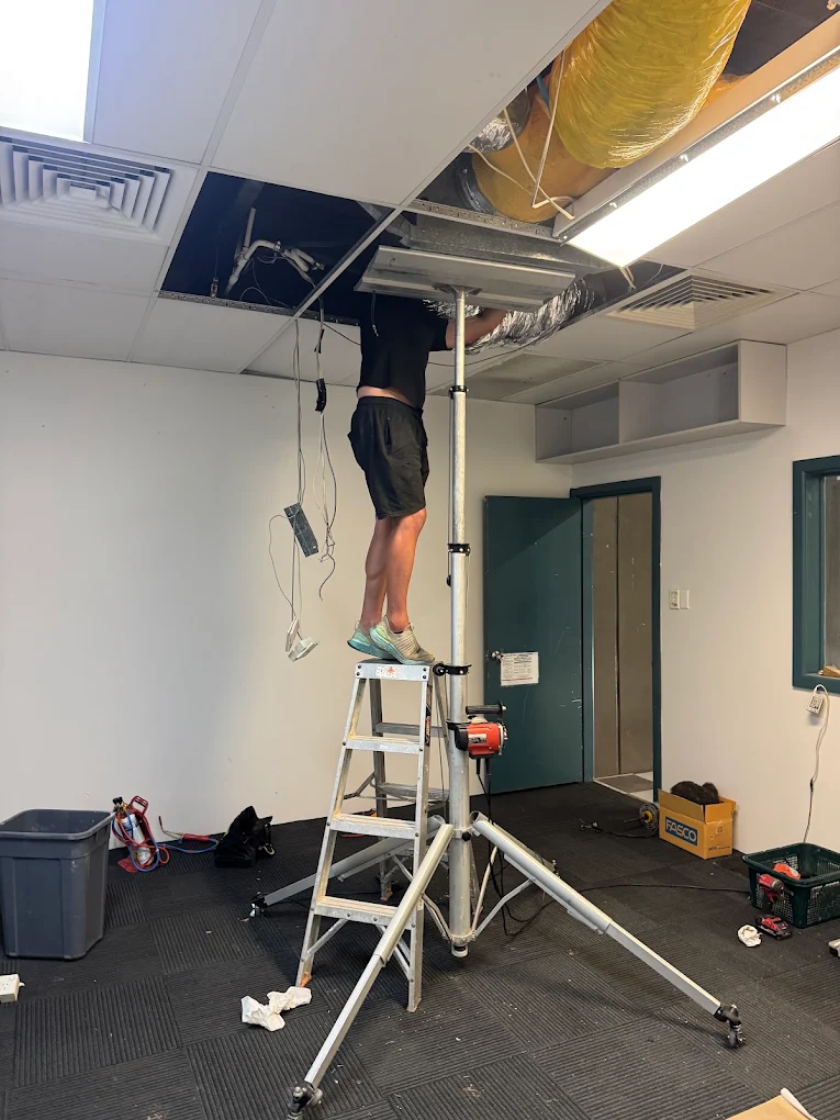 Commercial ceiling air conditioning installation by JAE