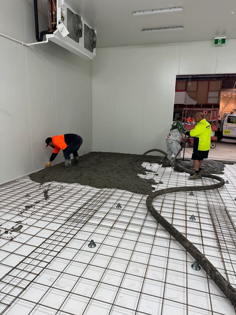Cool room floor installation in progress by JAE
